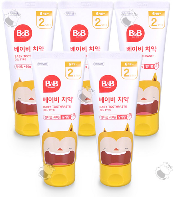 비앤비 베이비 치약 플러스 겔형 / 딸기향, 60g, 5개