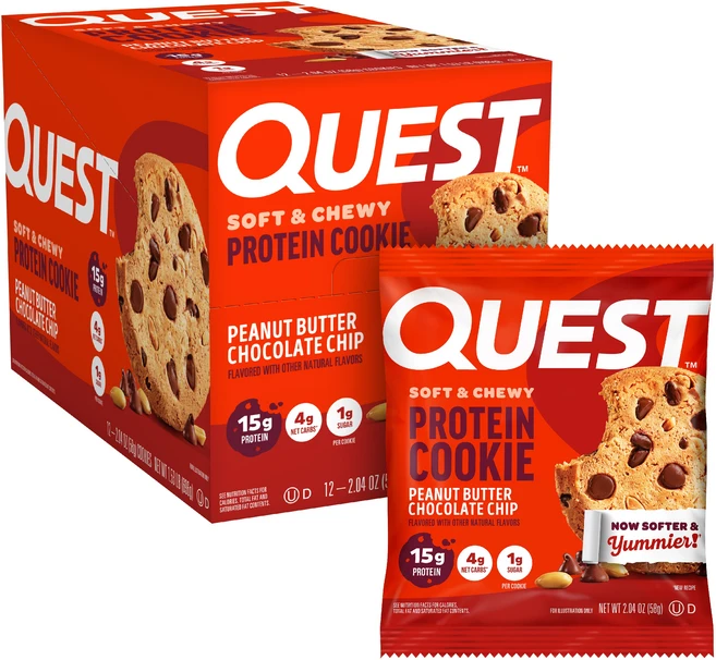 Quest Nutrition 프로틴 쿠키 12개입, 피넛 버터 초콜릿 칩, 1개, 696g - 쿠팡