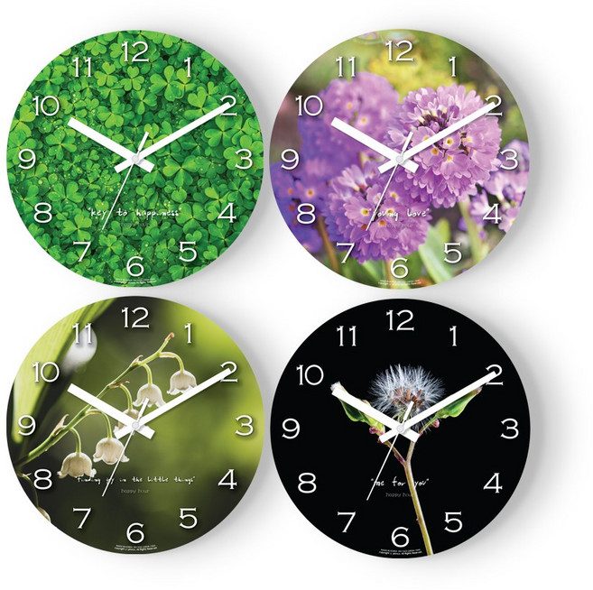 해피아워 플라워 클로버필드 프림로즈 은방울꽃 민들레 꽃사진 벽시계 무소음 개업선물 집들이, 03.은방울꽃