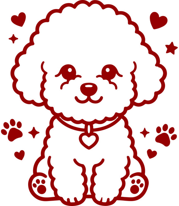 (아름드리) 비숑 프리제 애견 강아지 멍뭉이 댕댕이 그래픽스티커, 레드