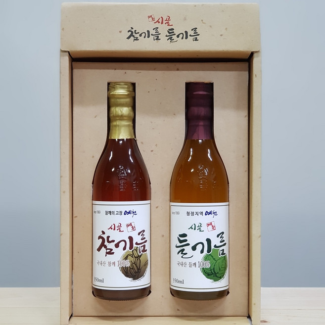 [예천참기름] 국산참기름+국산들기름 선물세트, 1세트, 350ml