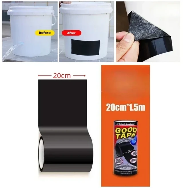 지붕 누출 방지 알루미늄 호일 부틸 고무 방수 테이프 고온 저항 파이프 벽 누출 스티커 슈퍼 나노 테이프, 11 20cm x 150cm