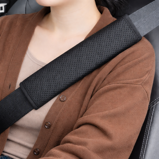 픽센트 쓸림방지 통기성 안전벨트 커버, 2개, 블랙