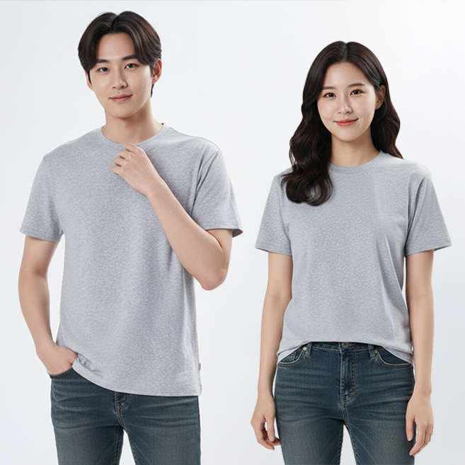 데일로엔 남자 여성 면100 기본 무지 반팔 이너 라운드 티셔츠