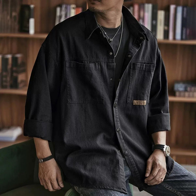 Seofst 남성 봄가을 빅사이즈 카고 셔츠 자켓