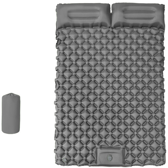 伊德萊斯 自動充氣加厚充氣床墊 可拼接帶枕式氣墊床 露營野餐防潮墊, 星空灰