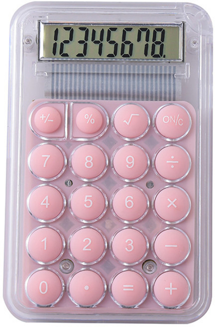 롤링페이퍼 휴대용 고화질 투명 미니 계산기, 1개, 딸기우유