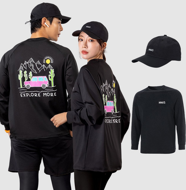 [SET] 아쿠아 워터 모자 + 루즈핏 래쉬가드 세트 빅사이즈 체형커버 비치웨어 물놀이 수영복 상의