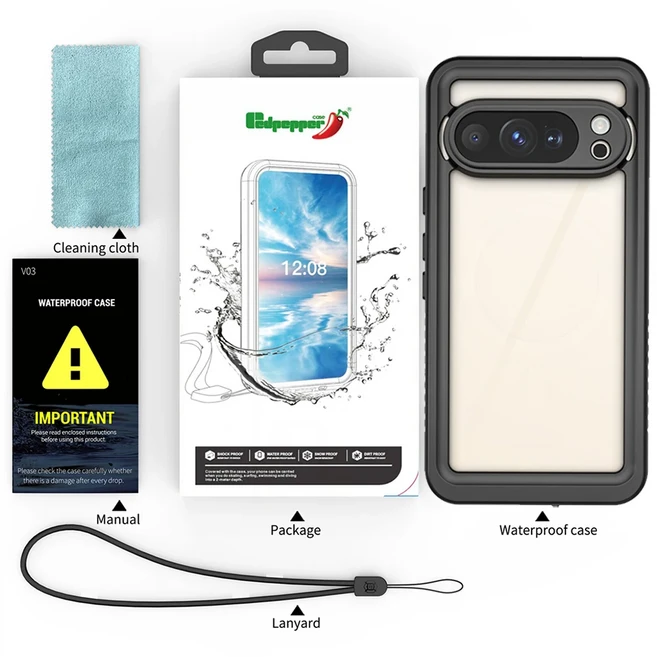 호환 IP68 방수 야외 스포츠 전화 케이스 구글 픽셀 10 프로 XL 픽셀9프로 스노클링 다이빙 수중 수영 방진, 03 For Pixel 9Pro, 01 China Mainland, 01 Black