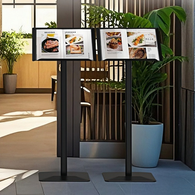 GAPINO 업소용 메뉴판 거치대 스탠드 입간판 안내판 카페 식당 POP 광고판, 1개, 블랙