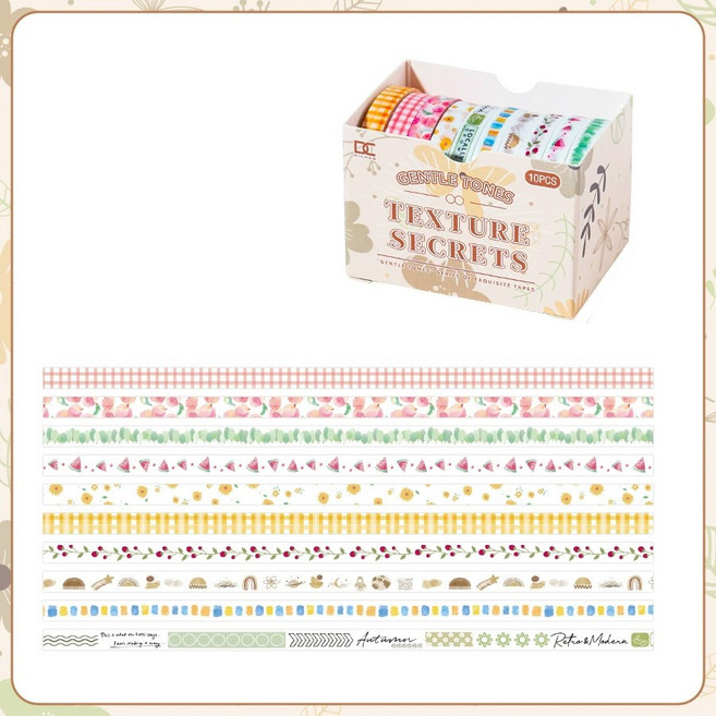 올리브파티 빈티지 감성 다꾸 마테 마스킹테이프 5mm 10개 세트, 1세트, 시크릿