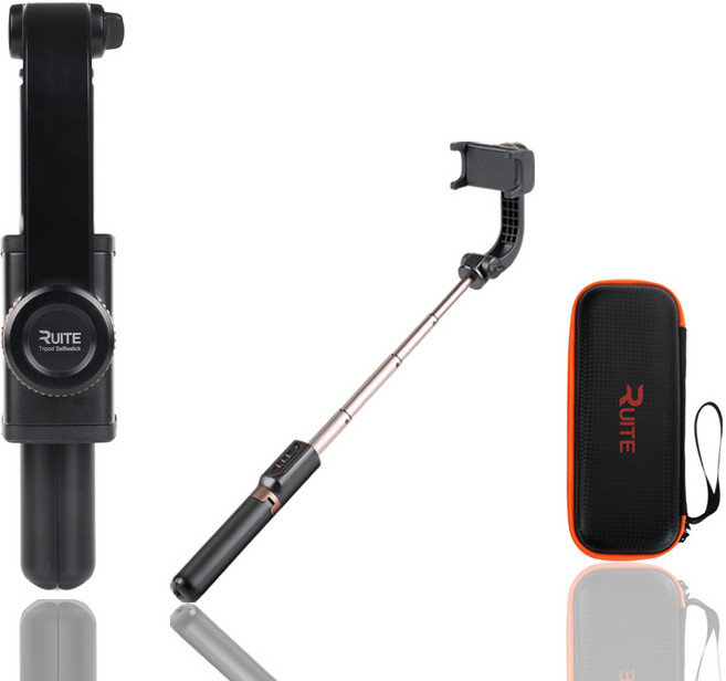 정품 루이트 최신 7세대 흔들림 방지 360도 회전 블루투스 짐벌 셀카봉 알루미늄 삼각대(회전 리모컨+하드 케이스 포함), RT-JS7, 1개, 블랙