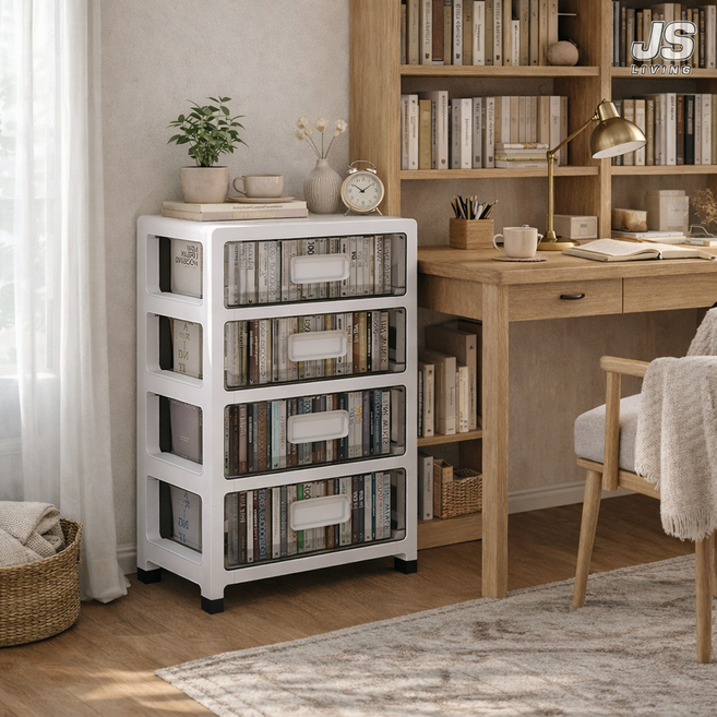 JS리빙 인테리어 수납 정리 이동식 서랍책꽂이 다용도 책꽂이정리함 간이 책장겸수납장 거실 서재 인테리어 북앤드 사무실 서랍장 미니 책장 책꽂이 JSLIVING@UMI#7523117, 화이트