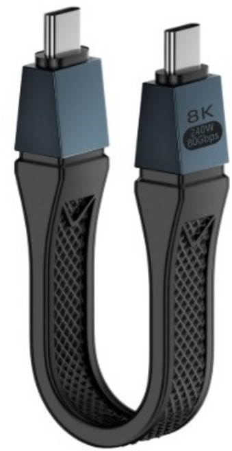 勁祥科技 雷電5全功能FPC軟板線 USB4 V2.0單向120Gbps傳輸 支援雙向8K, 黑色, 1個