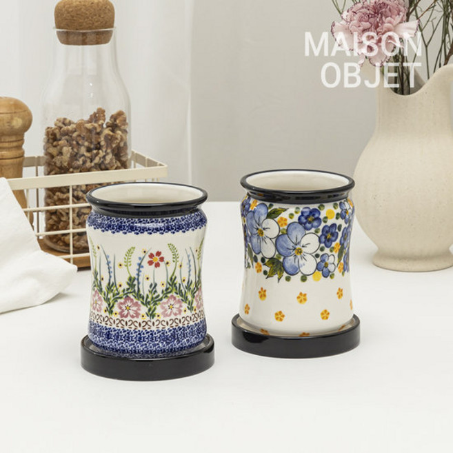 프라카 폴란드풍 도자기 수저통 2P 세트, 라벤더, 1개