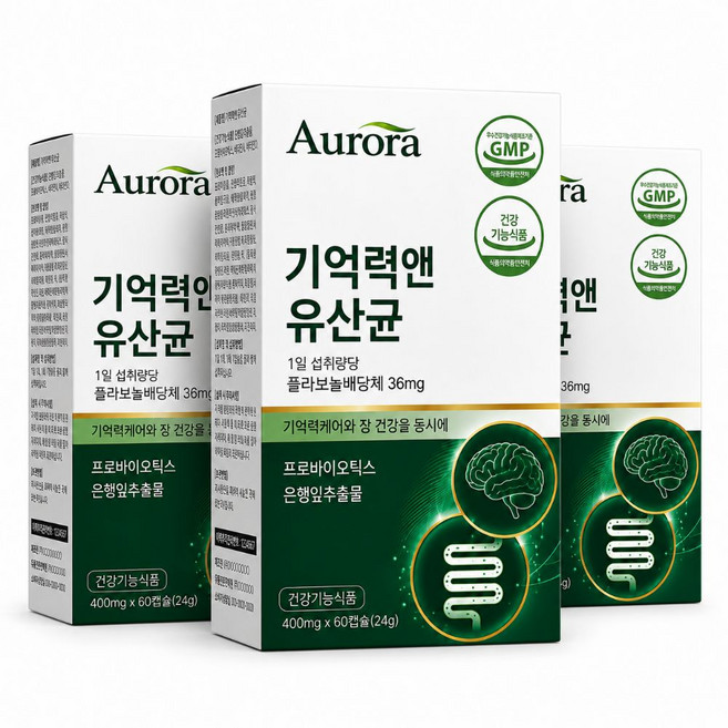 장 뇌 기억력유산균 식약청인증/ 15박스구매시 여에스더 장뇌유산균 nk4146 1박스 증정, 3개, 60정