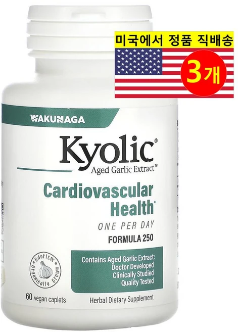 Kyolic 쿄릭 숙성 마늘 추출 하루 1000mg Aged Garlic Extract, 60정, 3개 - 쿠팡
