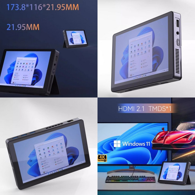 MOREFINE M11 미니 PC 7인치 IPS터치스크린 i3-N305 태블릿PC 비즈니스 게임 출장용 LPDDR5 4K 긴항속 유럽버전 트루펙트신상, Free DOS, 1TB, 16GB, 블랙
