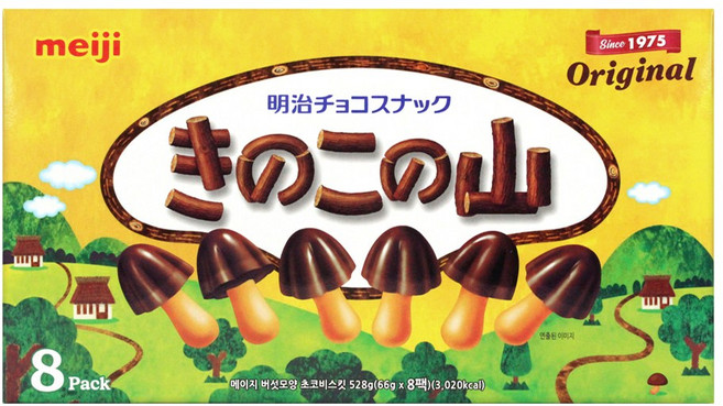메이지 초코송이 버섯모양 비스킷 일본 키노코노야마 초콜릿 과자, 66g, 8개