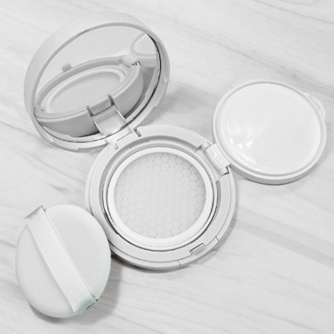 호밍온 쿠션 공병 메쉬망 휴대용 화장품 공용기 DIY 에어 파데프리 쿠션 케이스, 1개, 화이트