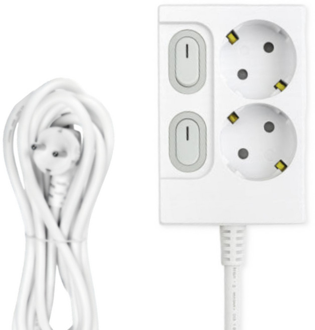 리빙라이팅 고용량 멀티탭 2구 16A 개별스위치 과부하차단 국내생산 KC인증, 1개, 2구 개별스위치, 0.5m