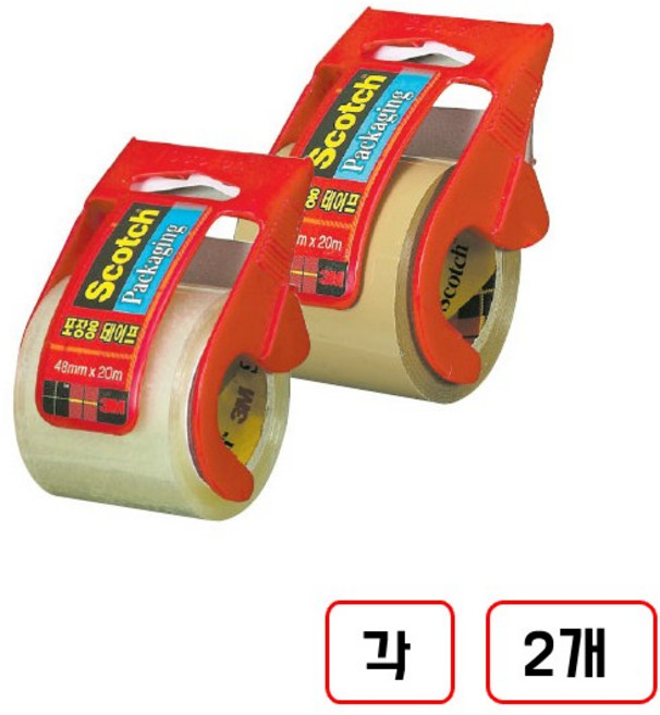 3M)포장용테이프(132/48mm*20m), 1세트, (갈색+투명)각2개씩 총4개