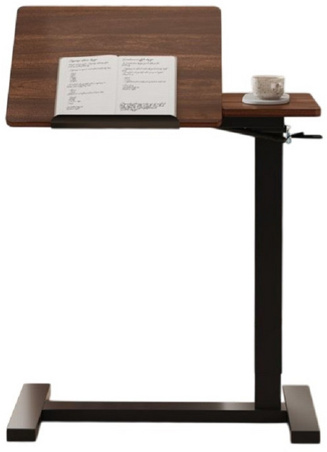 升降側邊桌, 雙桌面無段翻轉緩降氣動升降折疊桌胡桃