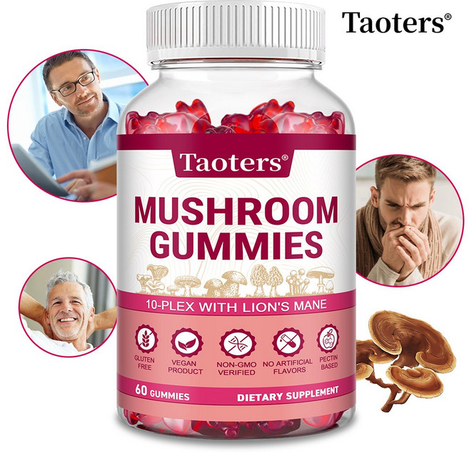 버섯복합젤리 - 사자갈기버섯을 포함한 버섯추출물 10종 2500mg 함유 영양흡수 - 60정 비건젤리, 1개, 60회분