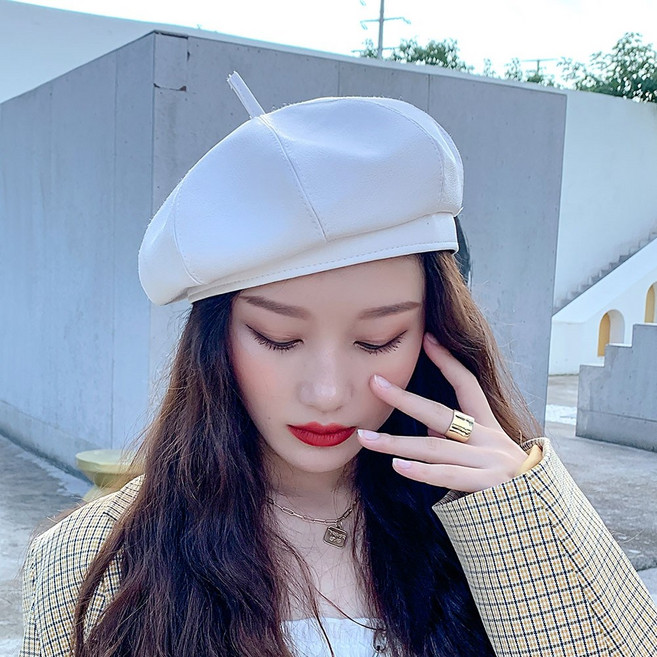 가죽베레모 화가모자 가죽모자 빵모자 베레모 팔각모