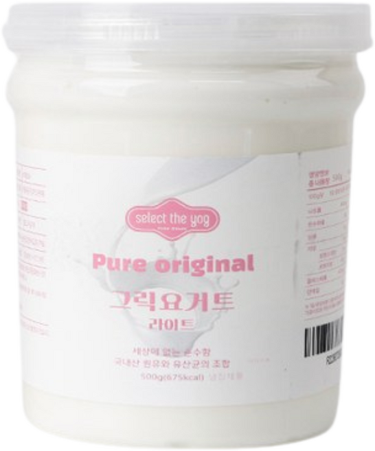 셀렉더요그 생크림 같은 수제 그릭요거트 라이트 플레인 무가당, 500g, 2개