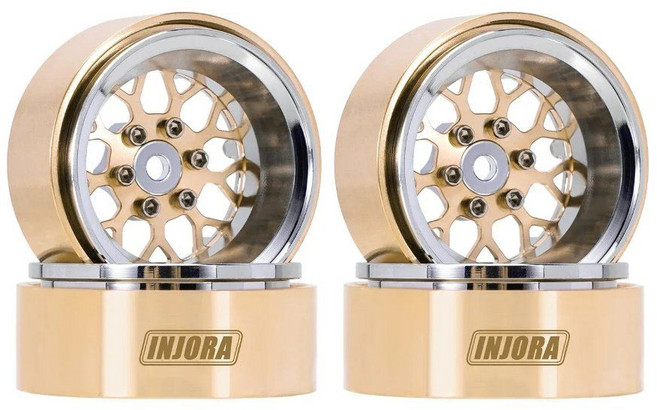 INJORA ModuWheel 1.3 황동 및 알루미늄 비드록 휠 네거티브 오프셋 1/18 1/24 RC 크롤러용, 4PCS MW1307SR