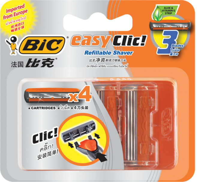 빅 3중날 이지클릭 면도기날, 4개입, 3개