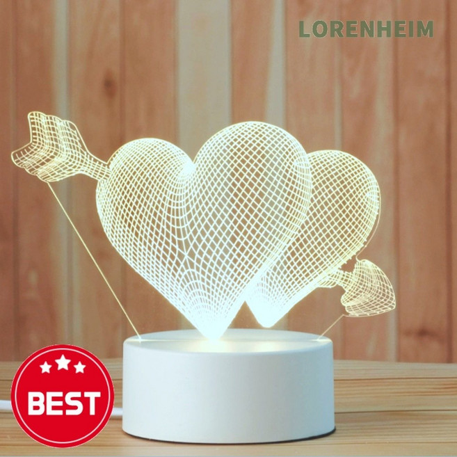 로렌하임 큐피드의 화살 3D 착시 아크릴 무드등 LED 장식조명 3D램프
