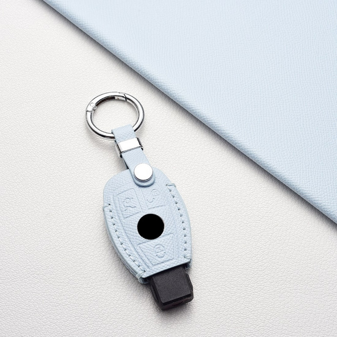 벤츠 2/3버튼 고급 가죽 키 케이스 전 차종 호환 (C/E/S클래스 및 AMG 등 포함), 벤츠 Az3 타입(3버튼 삽입형), 스카이블루