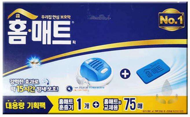 홈매트 코드롤러 훈증기 + 모기약 리필 75p 세트, 1세트