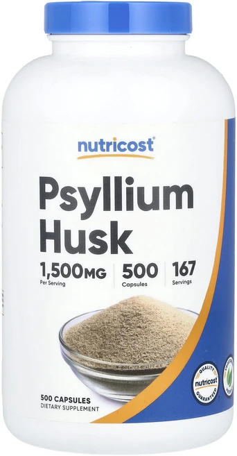 Nutricost 차전자피 1500mg 캡슐 500정(캡슐 1정당 500mg), Nutricost차전자피1500mg캡슐500정캡슐1정당, 1개, 500정 - 쿠팡