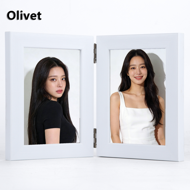 Olivet 인테리어 액자 벽걸이 탁상용 겸용 무타공 사진틀, 1개, 순백색