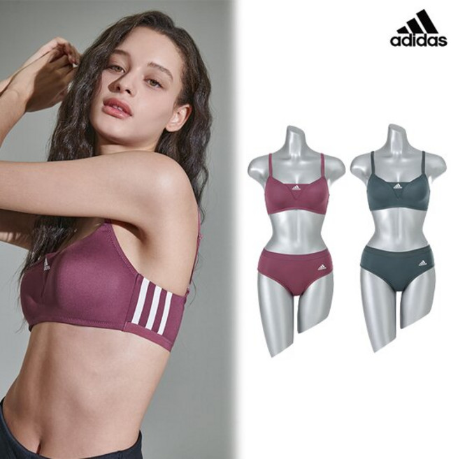 이월/클리어런스 [TV아디다스] 노와이어 에센셜 브라팬티 4종 RD+GR
