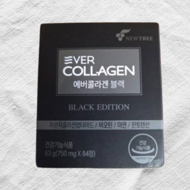 에버콜라겐 블랙 63g 저분자 콜라겐펩타이드 비오틴 아연, 84정, 1박스