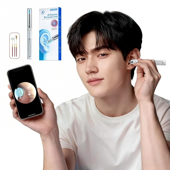 스마트폰 LED 내시경 귀이개 2000만 화소 초고화질 + 추가 귀이개, 1개, 1개입 - 쿠팡