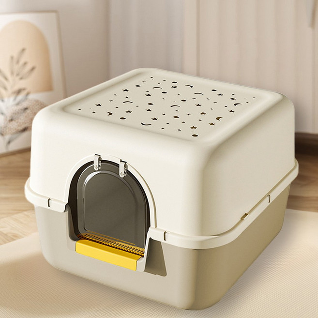 홈메이드 초대형 고양이 화장실 특대형 두부모래 배변통 모래삽 포함, 베이지, 1개