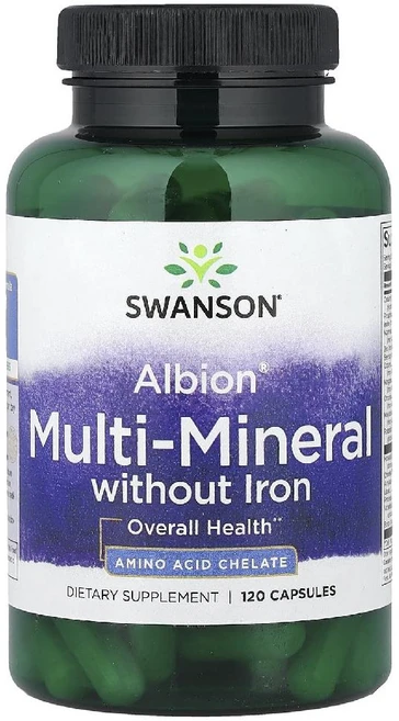 스완슨 알비온 멀티 미네랄 Albion Multi Mineral 철분 무함유 캡슐 120정, Swanson, Albion® 멀티 미네랄, 철분 무, 1개 - 쿠팡