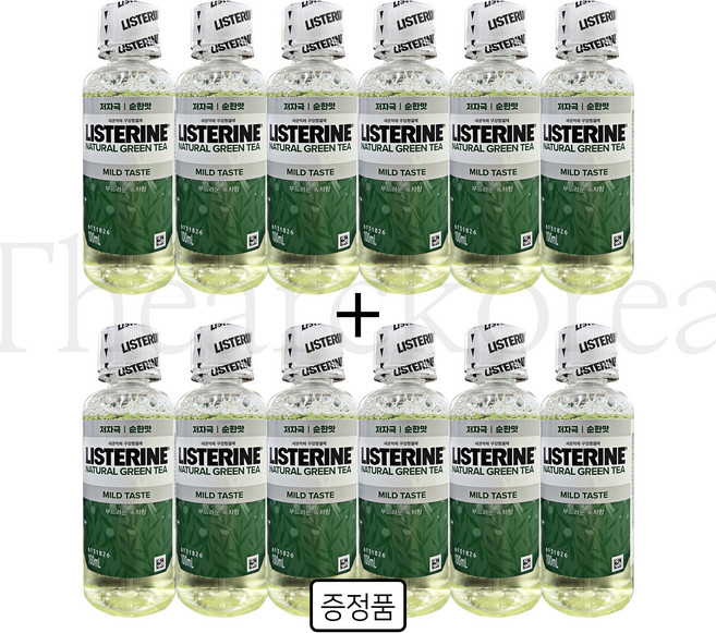 리스테린 내추럴 그린티 마일드 구강청결제, 100ml, 12개