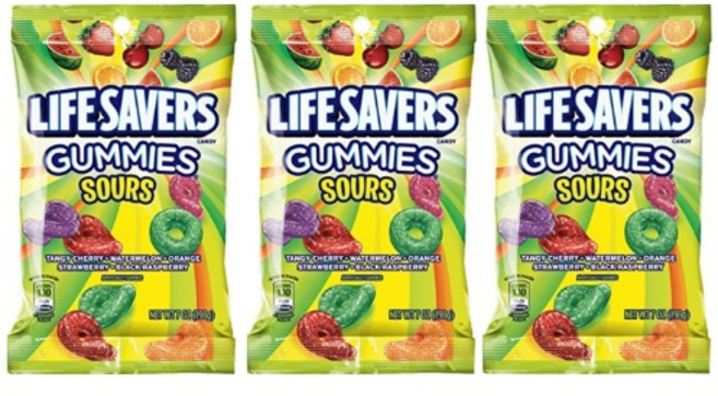 라이프세이버스 5가지 과일맛 사워 SOURS 구미 젤리 198g 3개