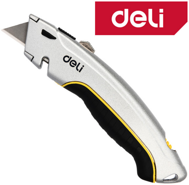 델리툴즈 메탈 유틸리티 나이프 작업용 칼 목공칼 커터칼, 알루미늄 슬라이드 나이프 (EDL410), 1개