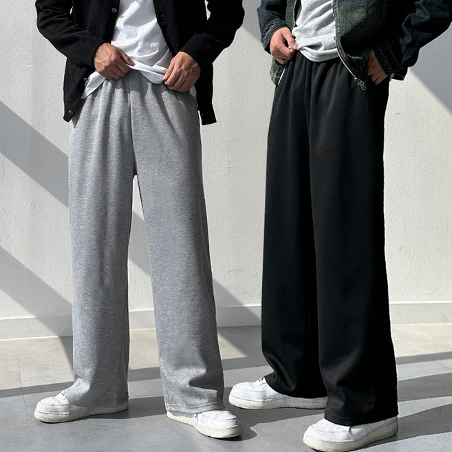 사계절 남자 코튼 밴딩 세미와이드 스판 트레이닝 팬츠 바지 츄리닝 빅사이즈
