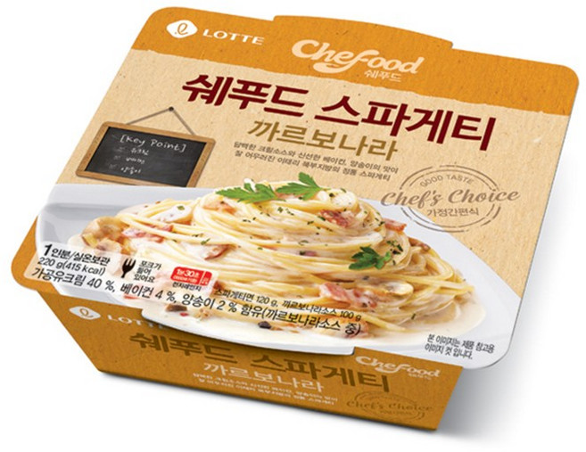 롯데 쉐푸드 까르보나라 스파게티 220gX12개 1BOX 파스타 즉석요리 크림소스 간식, 12개, 220g