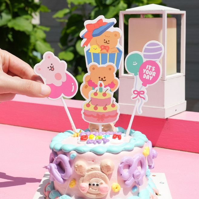 Pinkfoot 케이크 토퍼 4종 1세트, 1개