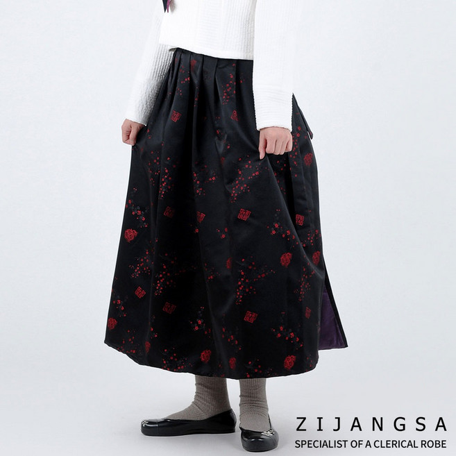[23042] 검정매화 긴치마 / 롱 스커트 생활한복 개량 한복 법복 절복 사찰복 지장사