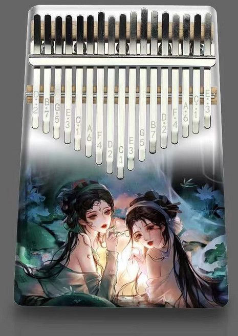 卡林巴琴 姆指琴 拇指琴 手指琴 樂器 手指鋼琴 17音/21音 便攜式 初學兒童古風, 1個, 21音板式小青小白送調音錘琴譜琴鍵貼